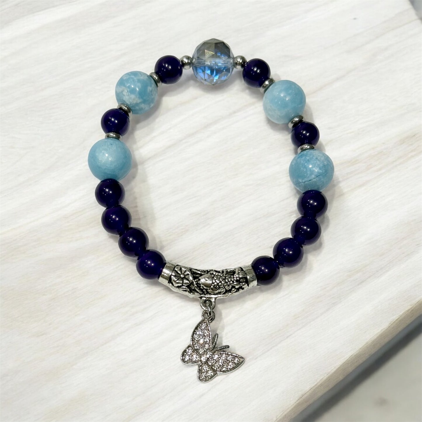 1 of 100 Bracelet with blue jade and crystal