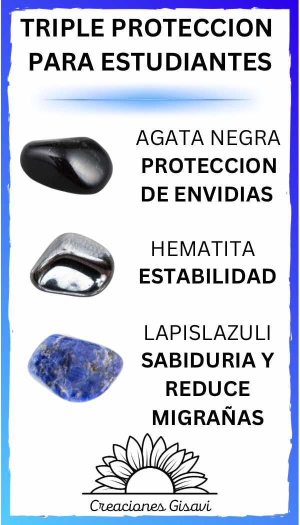 TRIPLE PROTECTION AND WISDOM bracelet with agate stone, hematite and lapislazuli