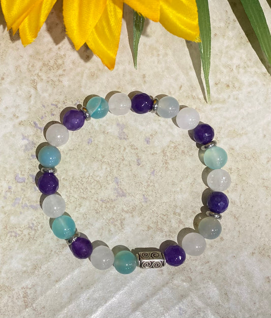 SERENITY bracelet with purple, white and blue jade.