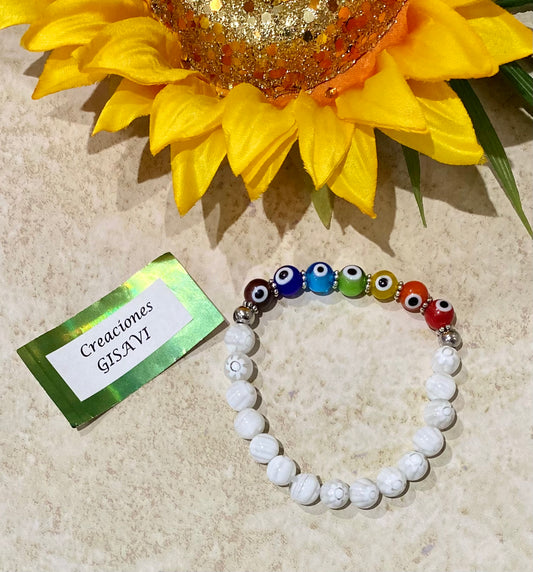 7 chakra and evil eye bracelet