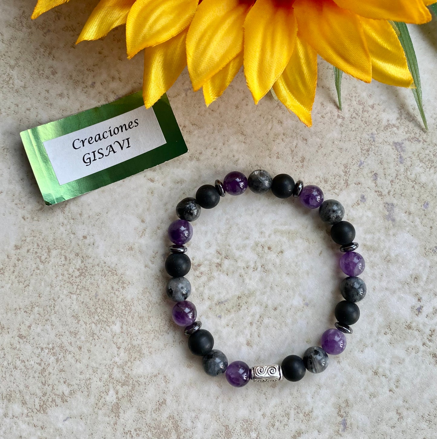 ANTI-STRESS and PROTECTION bracelet with agate, labradorite and  amethyst