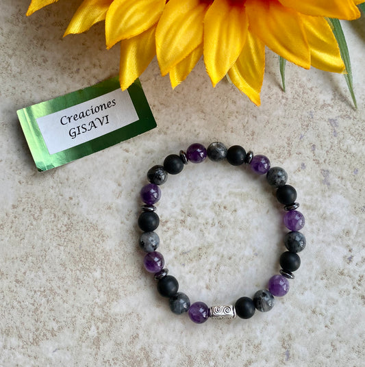 ANTI-STRESS and PROTECTION bracelet with agate, labradorite and  amethyst