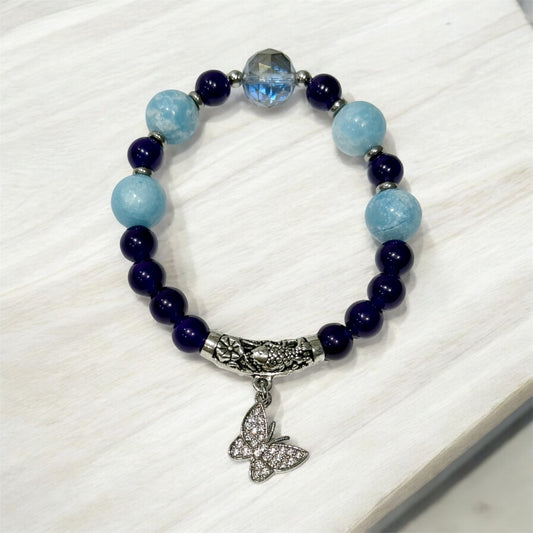 1 of 100 Bracelet with blue jade and crystal