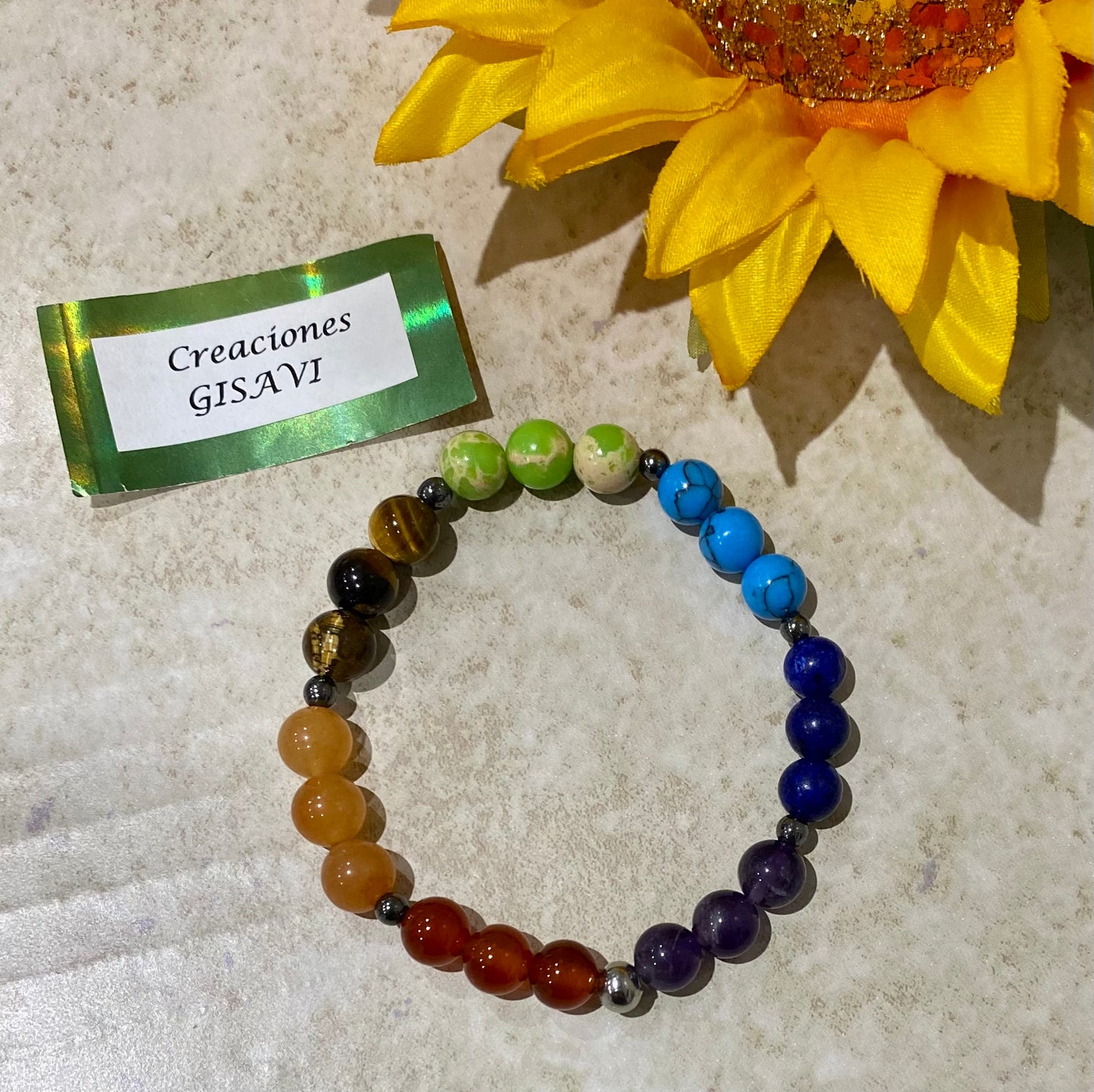 7 chakra triple natural stone bracelet