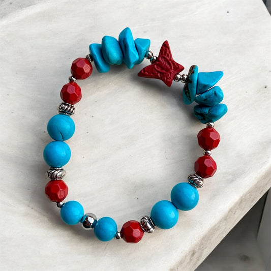 BE CREATIVE bracelet with turquoise and cinnabar