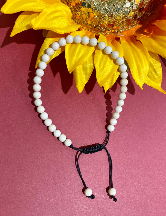 4mm. Natural Fossil adjustable bracelet