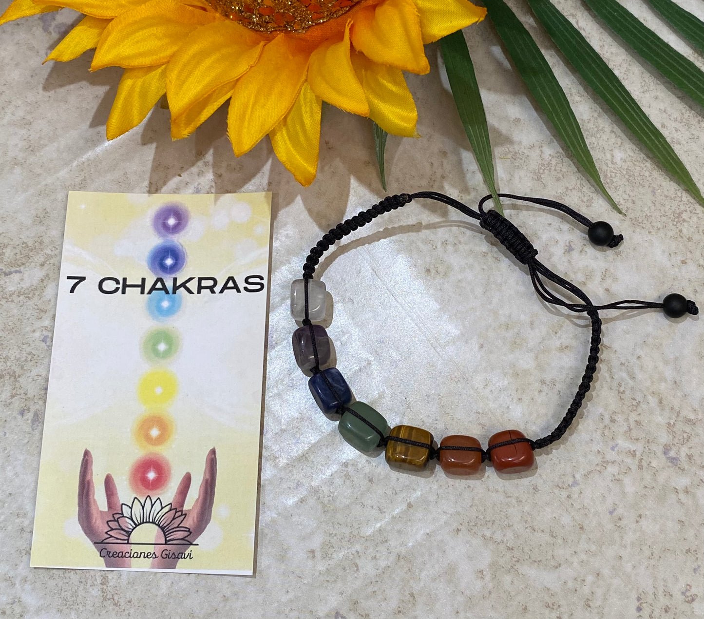 7 chakras square adjustable thread bracelet