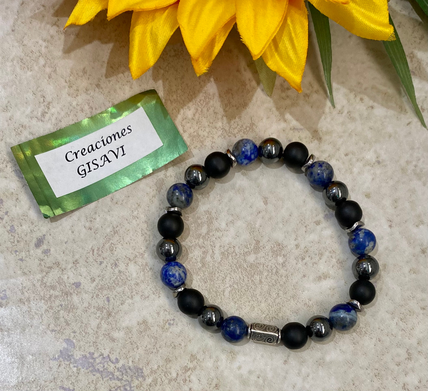 Unisex bracelet WISDOM and PROTECTION bracelet with agate stone, hematite and lapislazuli