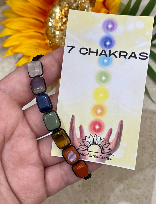 7 chakras square adjustable thread bracelet