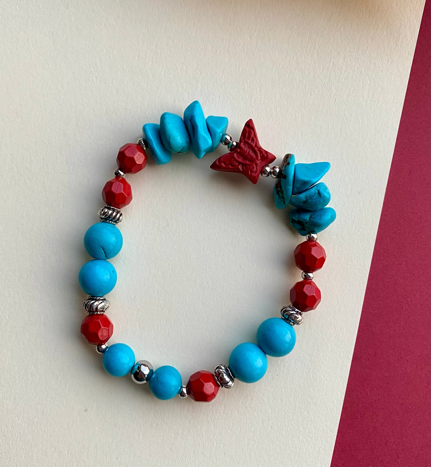 BE CREATIVE bracelet with turquoise and cinnabar