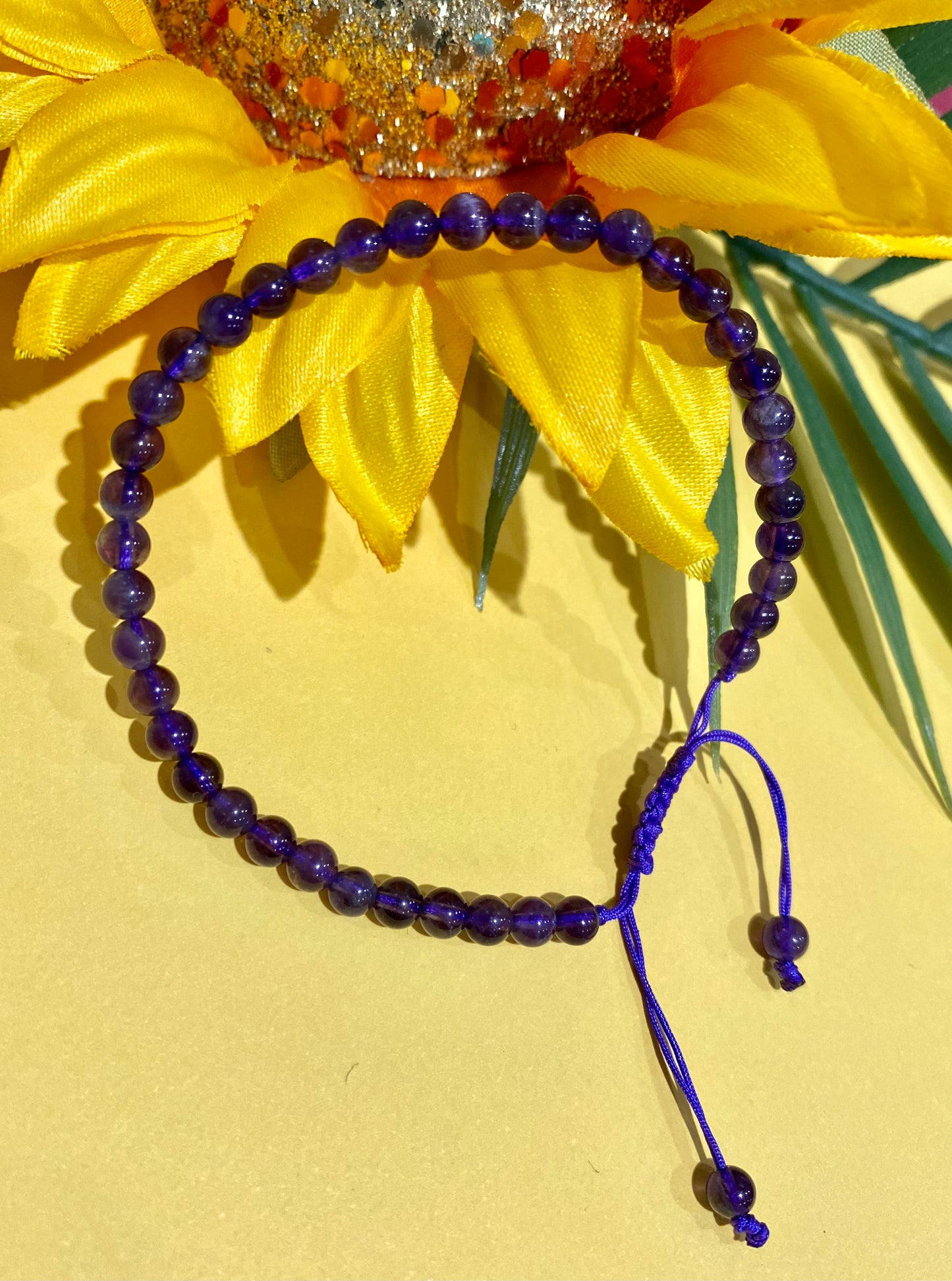 4mm. Amethyst adjustable bracelet