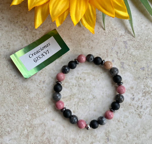 SELF LOVE and PROTECTION bracelet with agate, labradorite and rhodonite