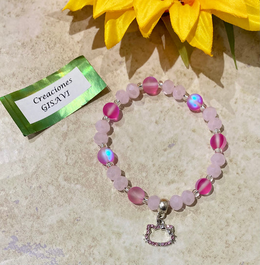 Hello Kitty pink and hot pink crystal bracelet